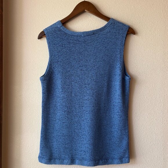 Pendleton Blue Vest Pendleton Blue Sleeveless Knit Top Stretch Size M Spring - Picture 10 of 10